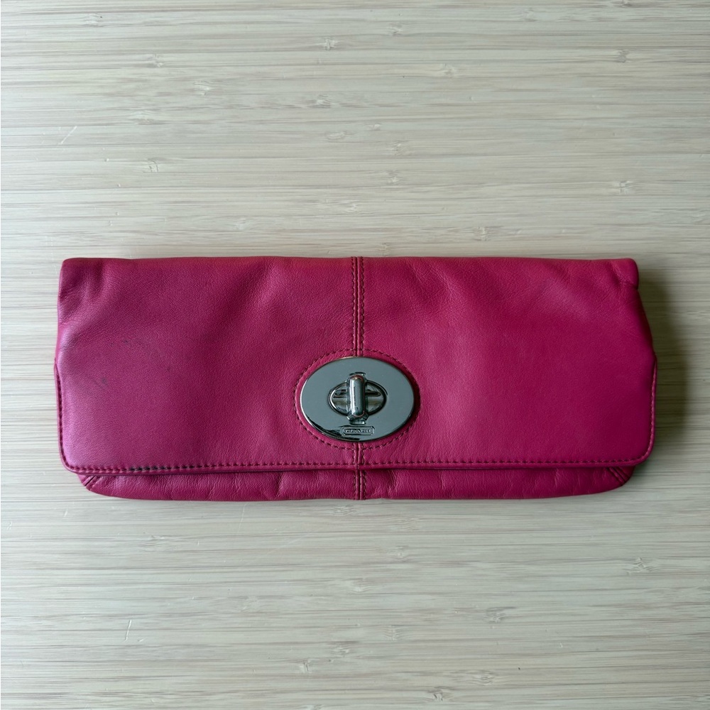 Coach Magenta Leather Clutch